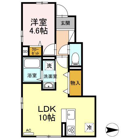 DーROOM曙(1LDK/1階)の間取り写真