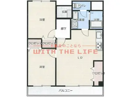 南薫ハイツ(2LDK/6階)の間取り写真