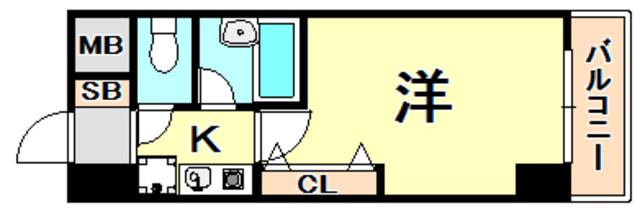 エスリード三宮フラワーロード(1K/15階)の間取り写真