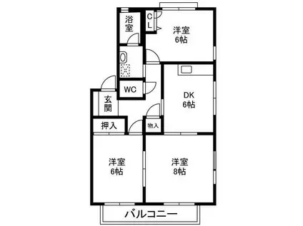 サンフィールド春日(3DK/2階)の間取り写真