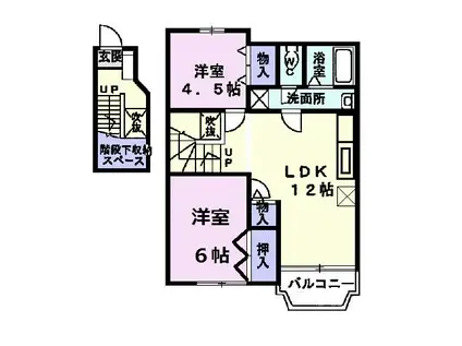 シャモニーB棟(2LDK/2階)の間取り写真