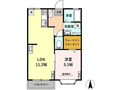 ビバリーヒルズ II(1LDK/1階)の間取り写真