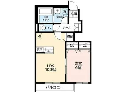 コントレイルII(1LDK/1階)の間取り写真