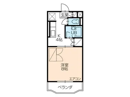 クレストコート(1K/2階)の間取り写真