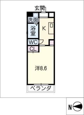 イースタンヒルズ本郷駅前(1K/8階)の間取り写真