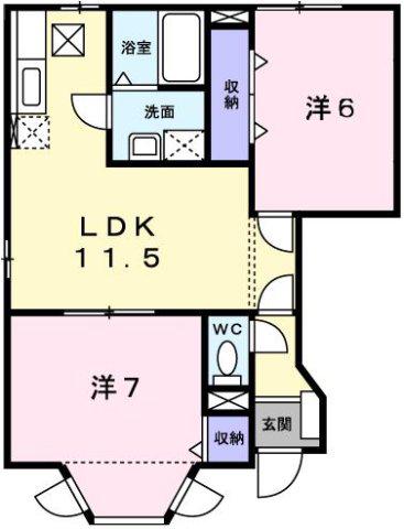 レジデンス夢前(2LDK/1階)の間取り写真