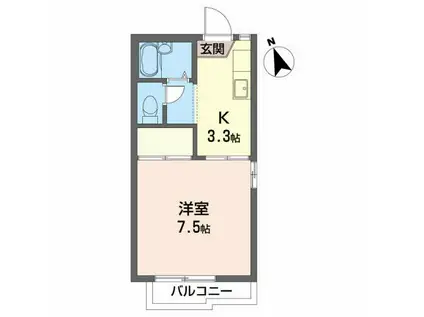 カサ・レアール(1K/2階)の間取り写真