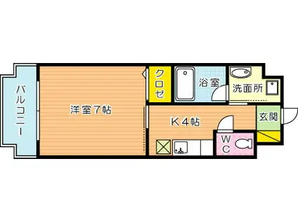 ARUGOヴィラージュ(1K/1階)の間取り写真