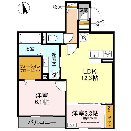 メゾン ド ソルテ B棟(2LDK/2階)の間取り写真