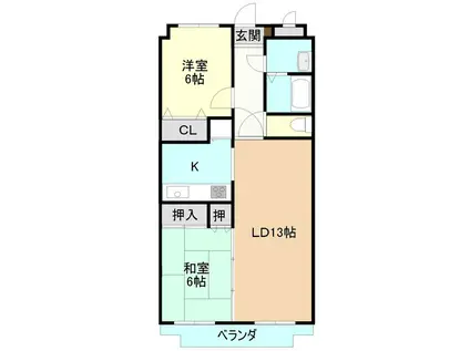 エスペーラドーモI(2LDK/2階)の間取り写真