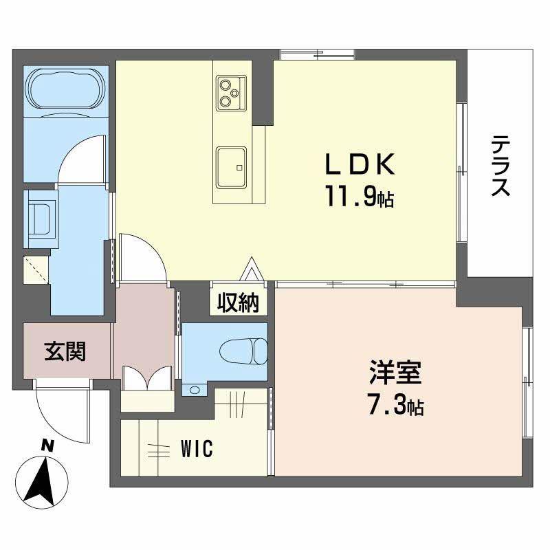 マグノリア上杉(1LDK/1階)の間取り写真