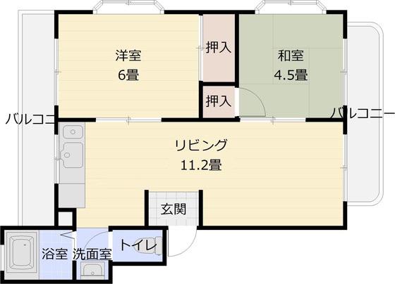 パ-ルコートタナカ(2LDK/3階)の間取り写真
