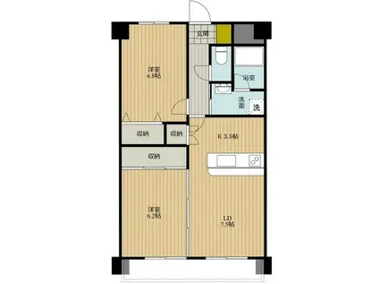 アクティー高松(2LDK/2階)の間取り写真