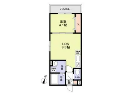 ロジェ泉佐野(1LDK/1階)の間取り写真