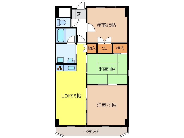 アクシスヨーロッパ壱番館(3LDK/5階)の間取り写真