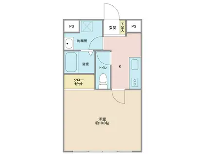 リルームス高城駅前(1K/2階)の間取り写真