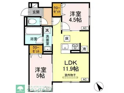 ASSET-COURT元横山町(2LDK/1階)の間取り写真