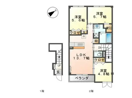 エスポワールSKII(3LDK/2階)の間取り写真