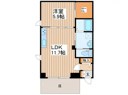 塩釜リトル・ヒルズ(1LDK/1階)の間取り写真