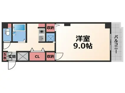 ザ・タワーハウス・ワン(1K/3階)の間取り写真