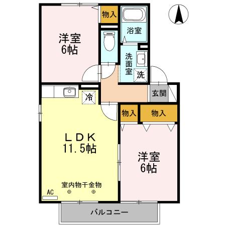 ルピナK・S ABC(2LDK/2階)の間取り写真