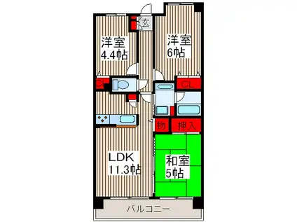 レーベンハイム新座ビフォード(3LDK/7階)の間取り写真