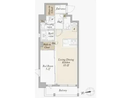 アジールコート武蔵新田(1LDK/2階)の間取り写真