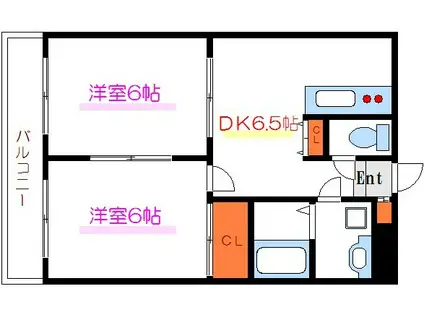 コーポ昭喜II(2DK/4階)の間取り写真