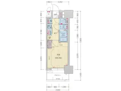 プレサンス太閤通駅前デュプル(1K/2階)の間取り写真