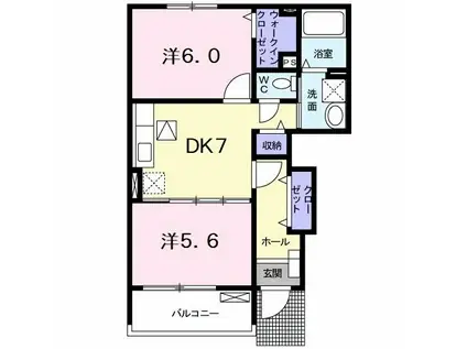 グリーン ヴィラ(2DK/1階)の間取り写真