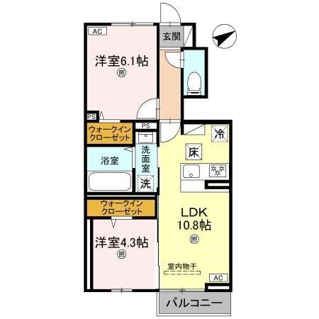 グランフェリーチェ(2LDK/1階)の間取り写真