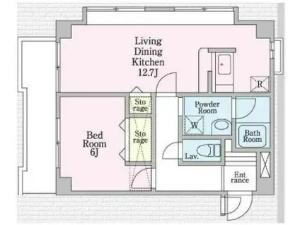 モンパルナス(1LDK/4階)の間取り写真