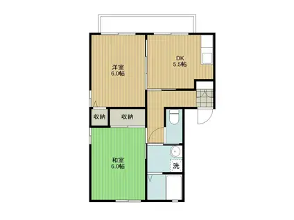 サザンウイングJ(2DK/2階)の間取り写真