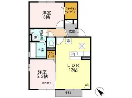 ウィットエブリB(2LDK/1階)の間取り写真