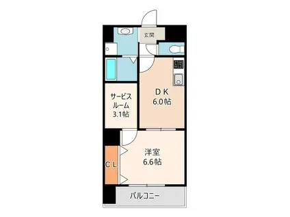 プロスパー緑地公園(1SDK/1階)の間取り写真
