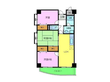 グロワール北花田(3LDK/2階)の間取り写真