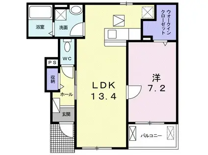 リバーガーデン(1LDK/1階)の間取り写真