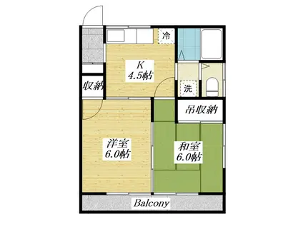 葵ハイツ(2DK/2階)の間取り写真