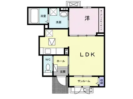 フェリシア・コートII(1LDK/1階)の間取り写真