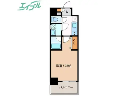 プレイズシード四日市(1K/9階)の間取り写真