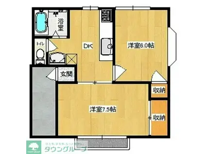 ＪＲ高崎線 神保原駅 徒歩13分 2階建 築28年(2DK/2階)の間取り写真