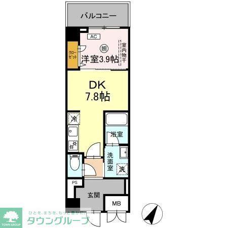 KYOKUYOUモダンベース天神(1DK/4階)の間取り写真