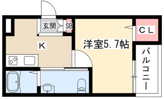 メゾンシエル(1K/1階)の間取り写真