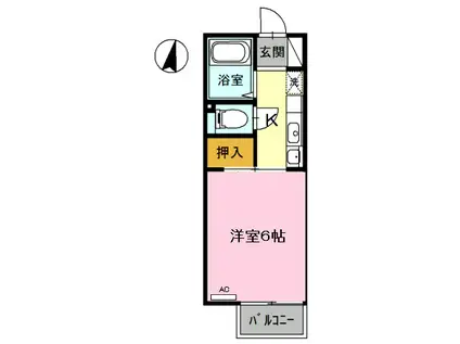 セリバテール東谷山I(1K/2階)の間取り写真