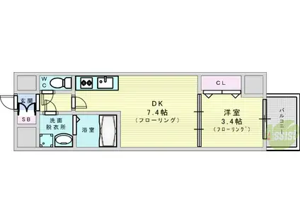 レオンコンフォート新大阪ウインズ(1DK/3階)の間取り写真