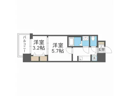 S-RESIDENCE日本橋QUALIER(2K/2階)の間取り写真