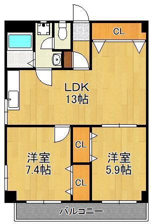 フェルト168(2LDK/4階)の間取り写真