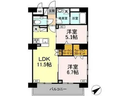 リュミエール千種(2LDK/2階)の間取り写真