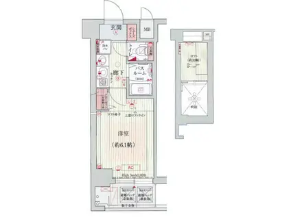 エステムコート神戸県庁前Ⅲフィエルテ(1K/7階)の間取り写真