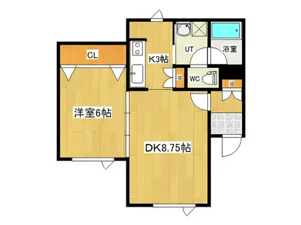 カレッジヒルズ(1LDK/1階)の間取り写真